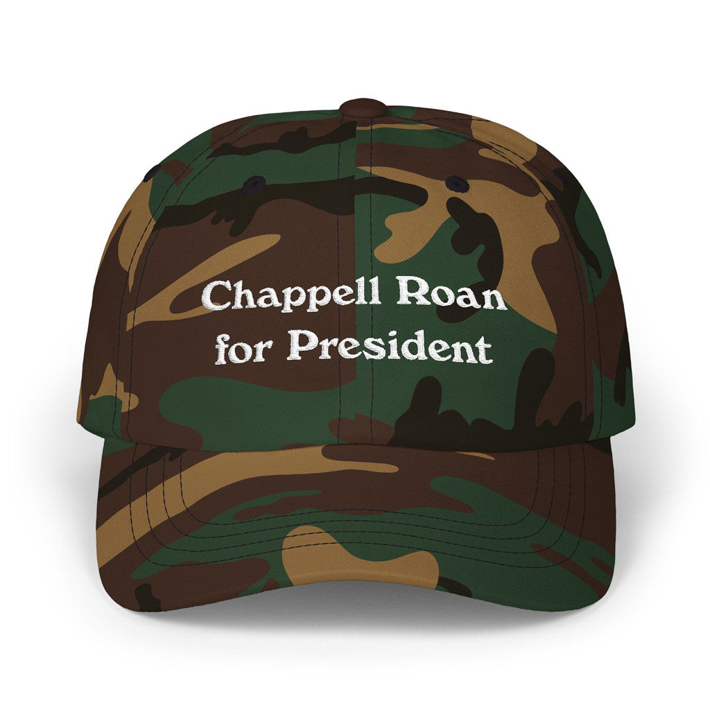 Chappell Roan Merch Tour 2025 Chappell Roan For President Embroidered Camo Hat Chappell Roan Merch Tour 2025 Chappell Roan For President Embroidered Camo Hat