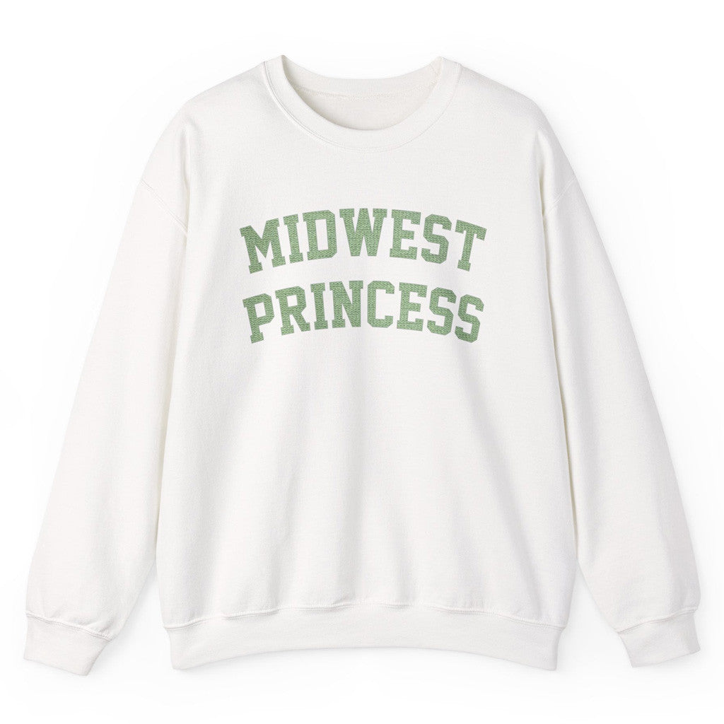 Chappell Roan Merch Tour 2025 Chappell Roan Midwest Princess Collegiate Sweatshirt White Chappell Roan Merch Tour 2025 Chappell Roan Midwest Princess Collegiate Sweatshirt White