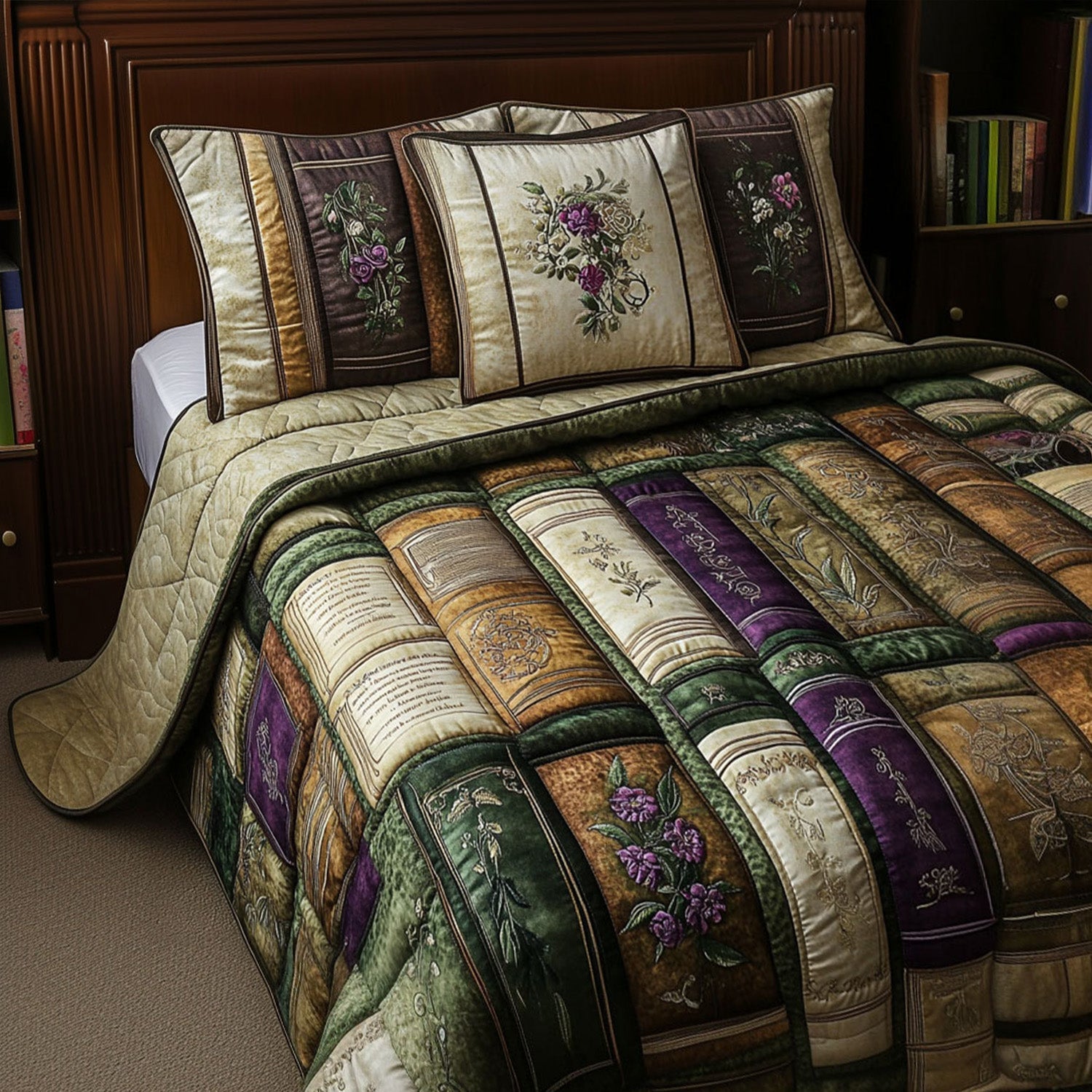 Chapters of Comfort Quilted Bedding Set Bedroom Decor Ideas Gifts For Book Worm