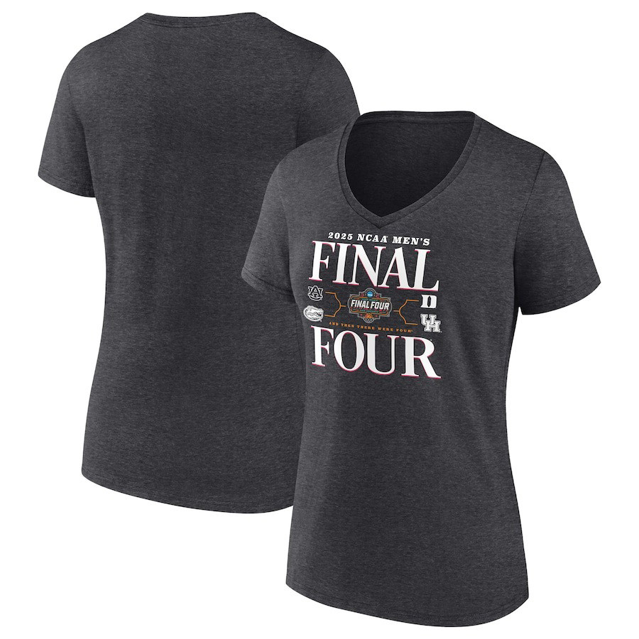 Charcoal 2025 NCAA Men's Basketball Tournament March Madness Final Four V-Neck Shirt For Women