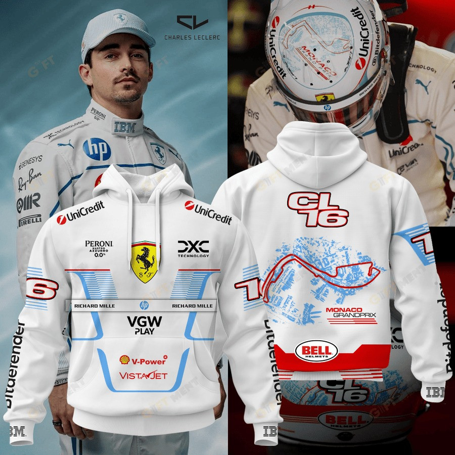 Charles Leclerc Monaco Grand Prix Hoodie Merch Apparel Gifts For Racing Lovers Fans