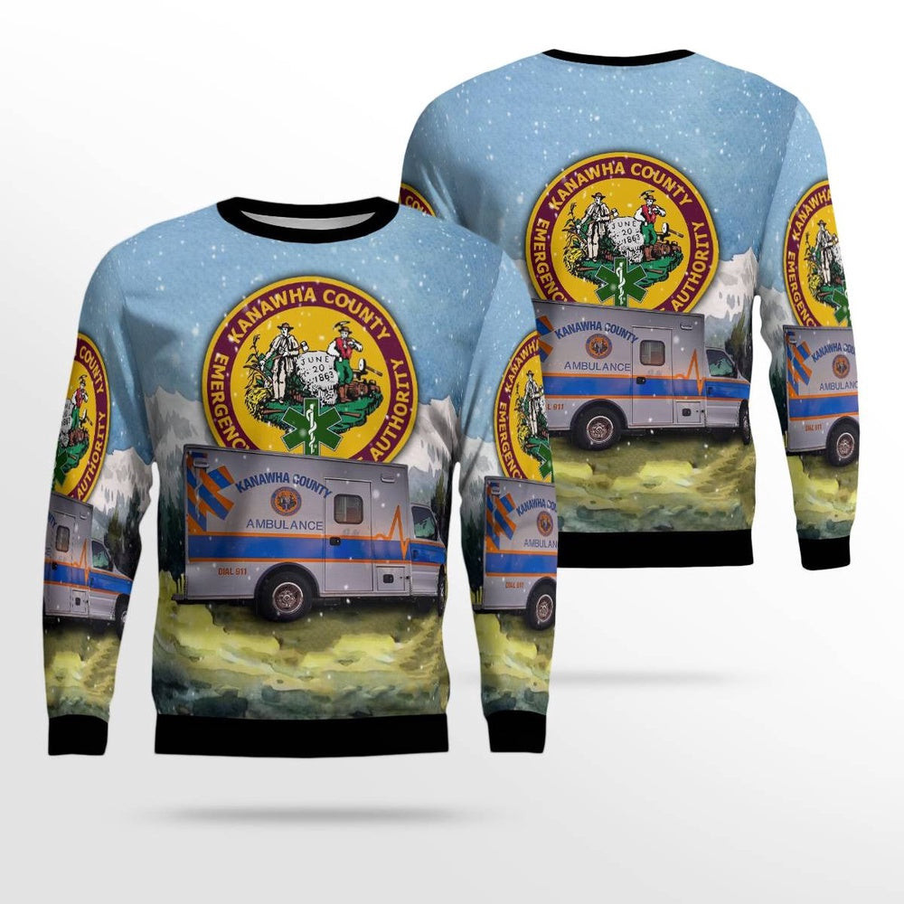 Charleston West Virginia Kanawha County Emergency Ambulance Authority Christmas AOP Ugly Sweater Xmas Unisex Sweater Christmas Gifts For Men Women