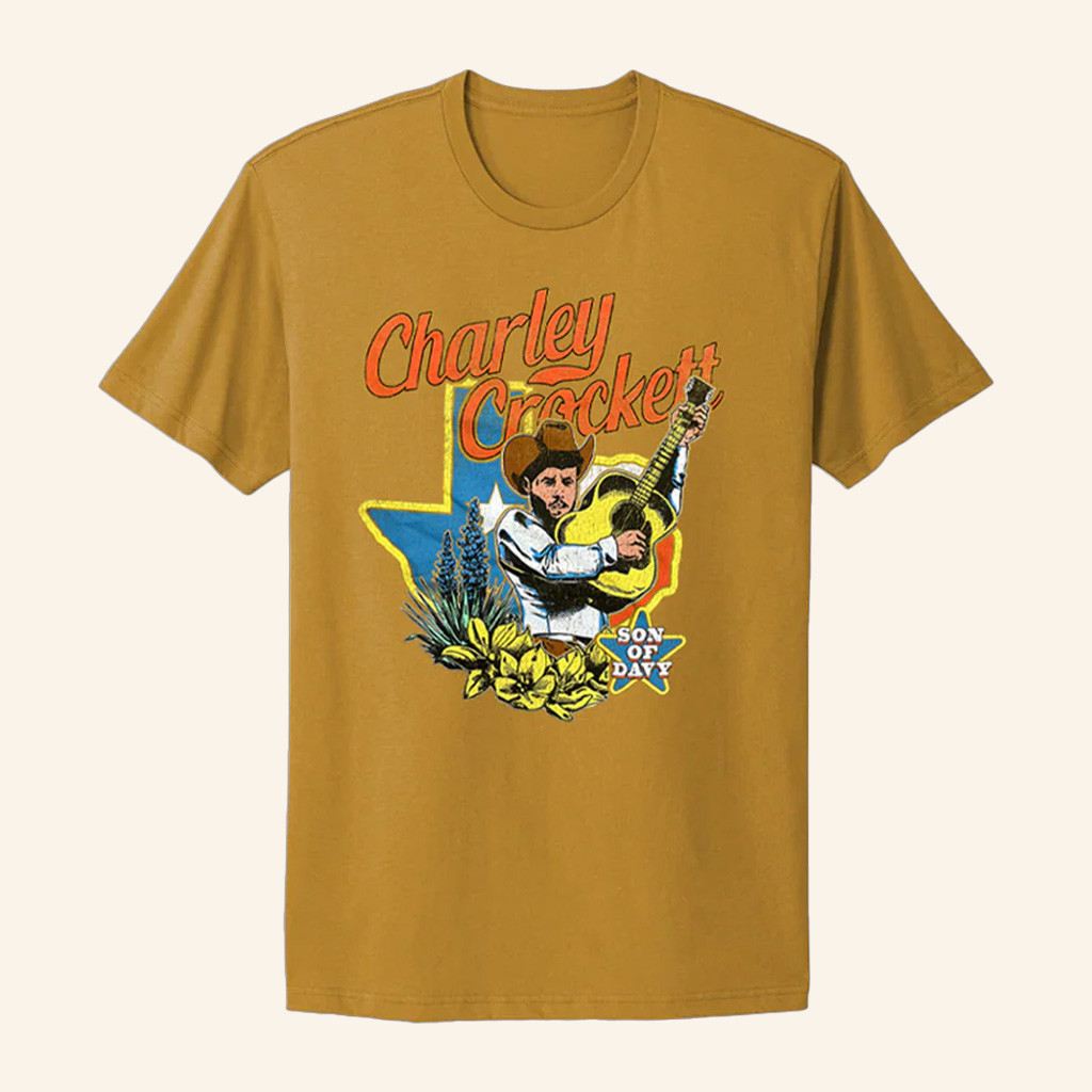 Charley Crockett Merch Gold Bluebonnet T-Shirt Dad Christmas Gifts Charley Crockett Merch Gold Bluebonnet T-Shirt Dad Christmas Gifts