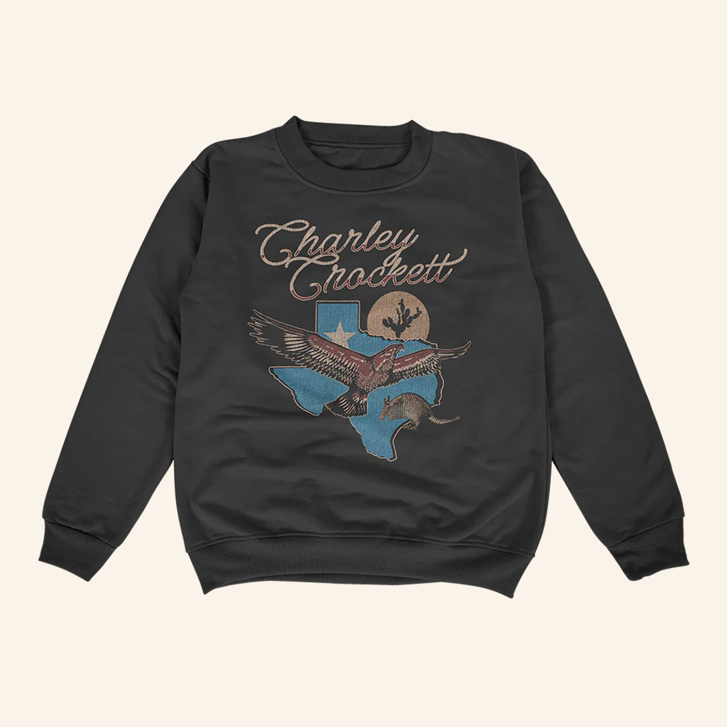 Charley Crockett Merch Texas Hawk Crewneck Sweatshirt Presents For Music Lovers