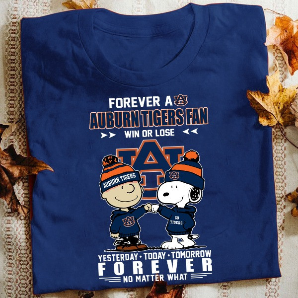 Charlie Brown Snoopy Forever Auburn Tigers Fan T Shirt Win Or Lose Gifts For True Fans