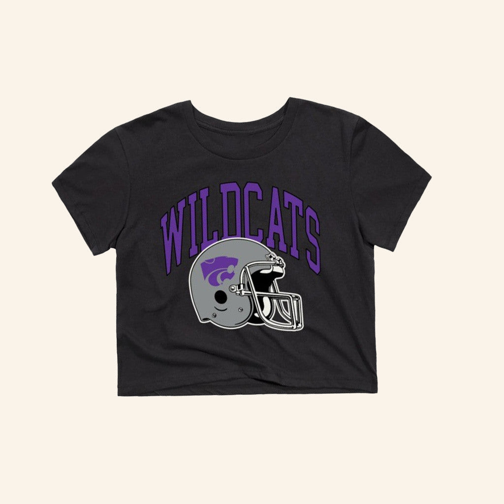 Charlie Hustle Merch Kansas State Wildcats Womens K-State Black Cropped T-Shirt Present For Her Charlie Hustle Merch Kansas State Wildcats Womens K-State Black Cropped T-Shirt Present For Her