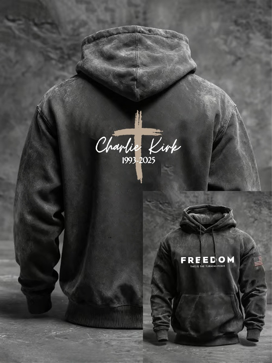Charlie Kirk 1993 2025 Hoodie Cross Turning Point Christian Faith Graphic Freedom Gifts