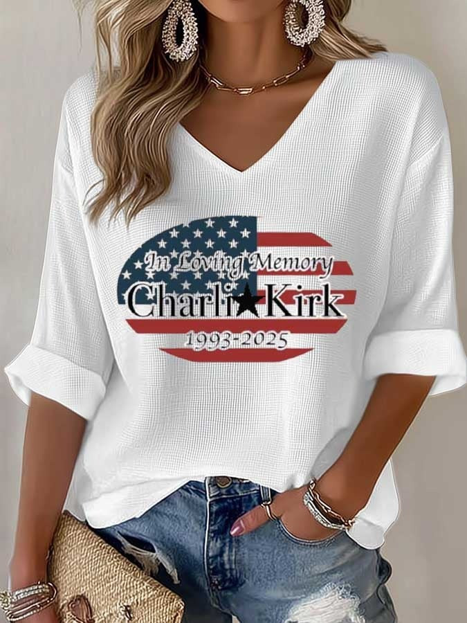 Charlie Kirk 1993 2025 Long Sleeve V-Neck Shirt In Loving Memory Clothing Gift Ideas