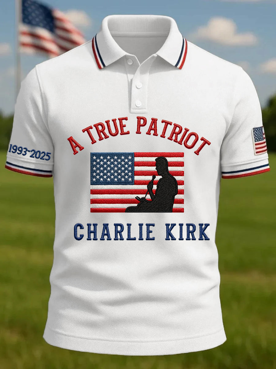 Charlie Kirk A True Patriot Polo Shirt 1993 2025 Tribute Charlie Kirk Top Gifts For Family