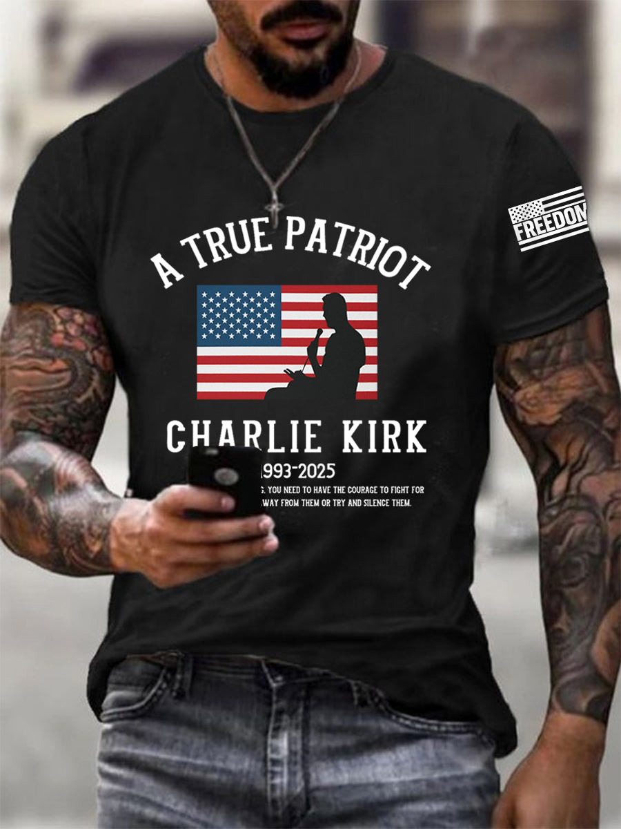 Charlie Kirk A True Patriot T-Shirt 1993 2025 Freedom Charlie Kirk Gifts For Him