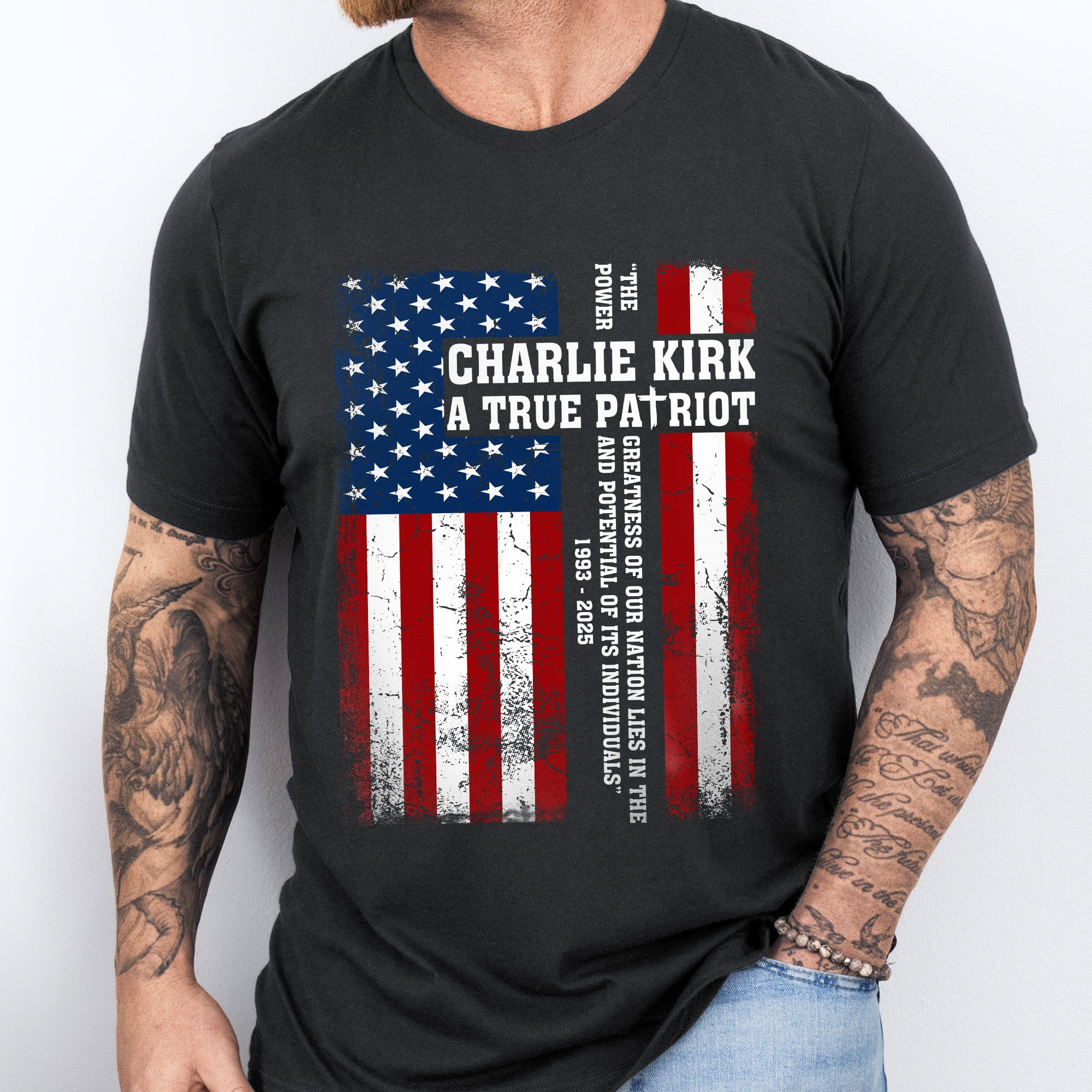 Charlie Kirk A True Patriot T-Shirt 1993 2025 Freedom's Voice Never Forgotten Charlie Apparel