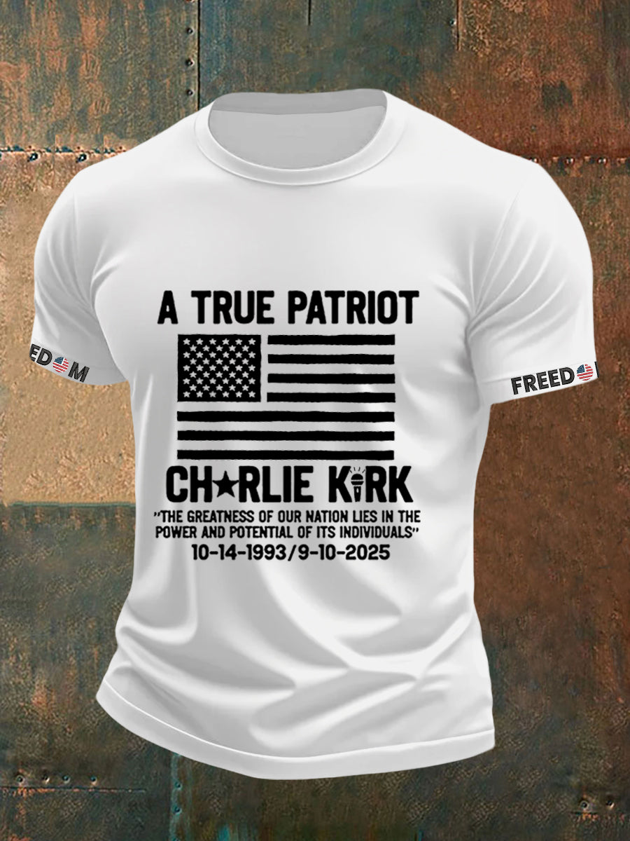 Charlie Kirk A True Patriot T-Shirt 1993 2025 The Greatness Of Our Nation Charlie Kirk Clothing