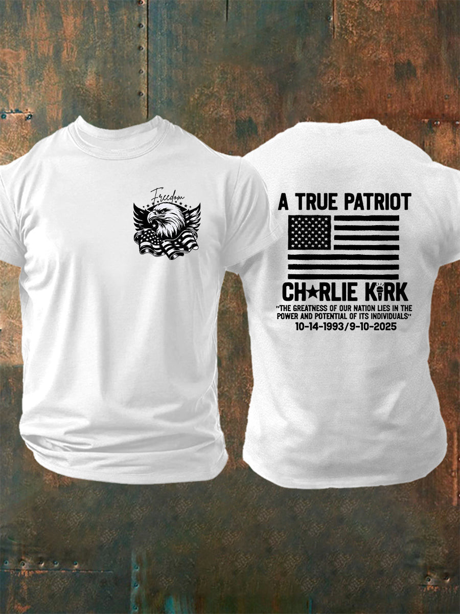 Charlie Kirk A True Patriot T-Shirt 1993 2025 The Greatness Of Our Nation Charlie Kirk Gifts