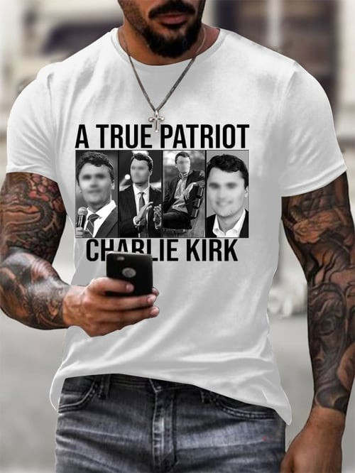 Charlie Kirk A True Patriot T-Shirt CK Portrait Pride TPUSA Freedom Charlie Kirk Shirt