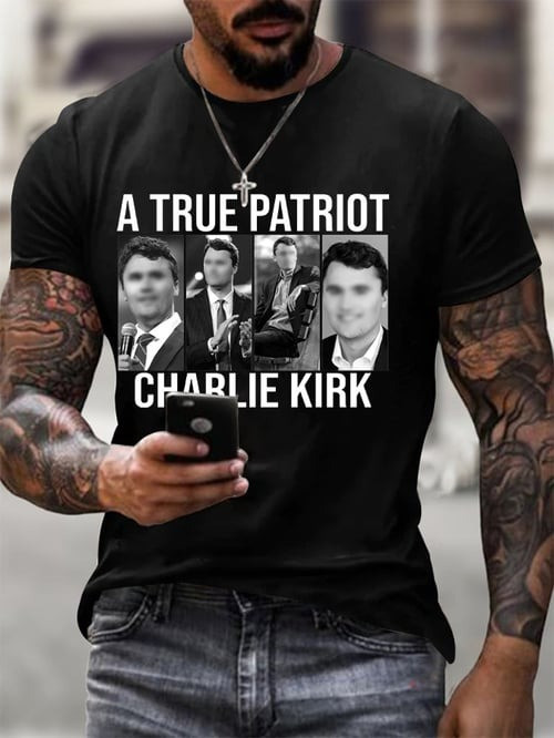 Charlie Kirk A True Patriot T-Shirt CK Portrait Pride TPUSA Freedom Charlie Kirk Shirt