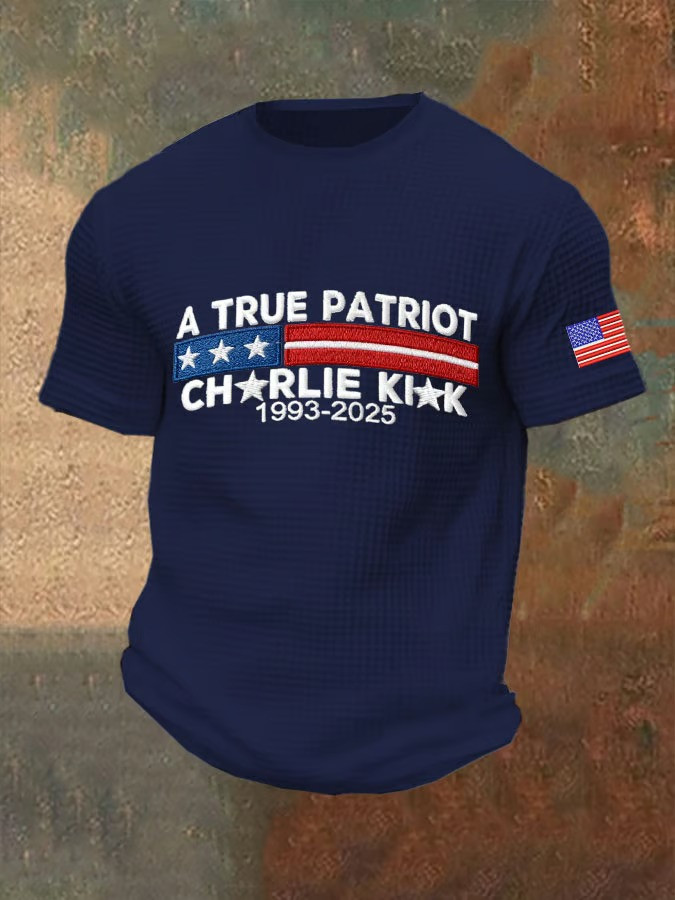 Charlie Kirk A True Patriot Waffle Shirt 1993 2025 Charlie Kirk Remembrance Gifts For Him Charlie Kirk A True Patriot Waffle Shirt 1993 2025 Charlie Kirk Remembrance Gifts For Him
