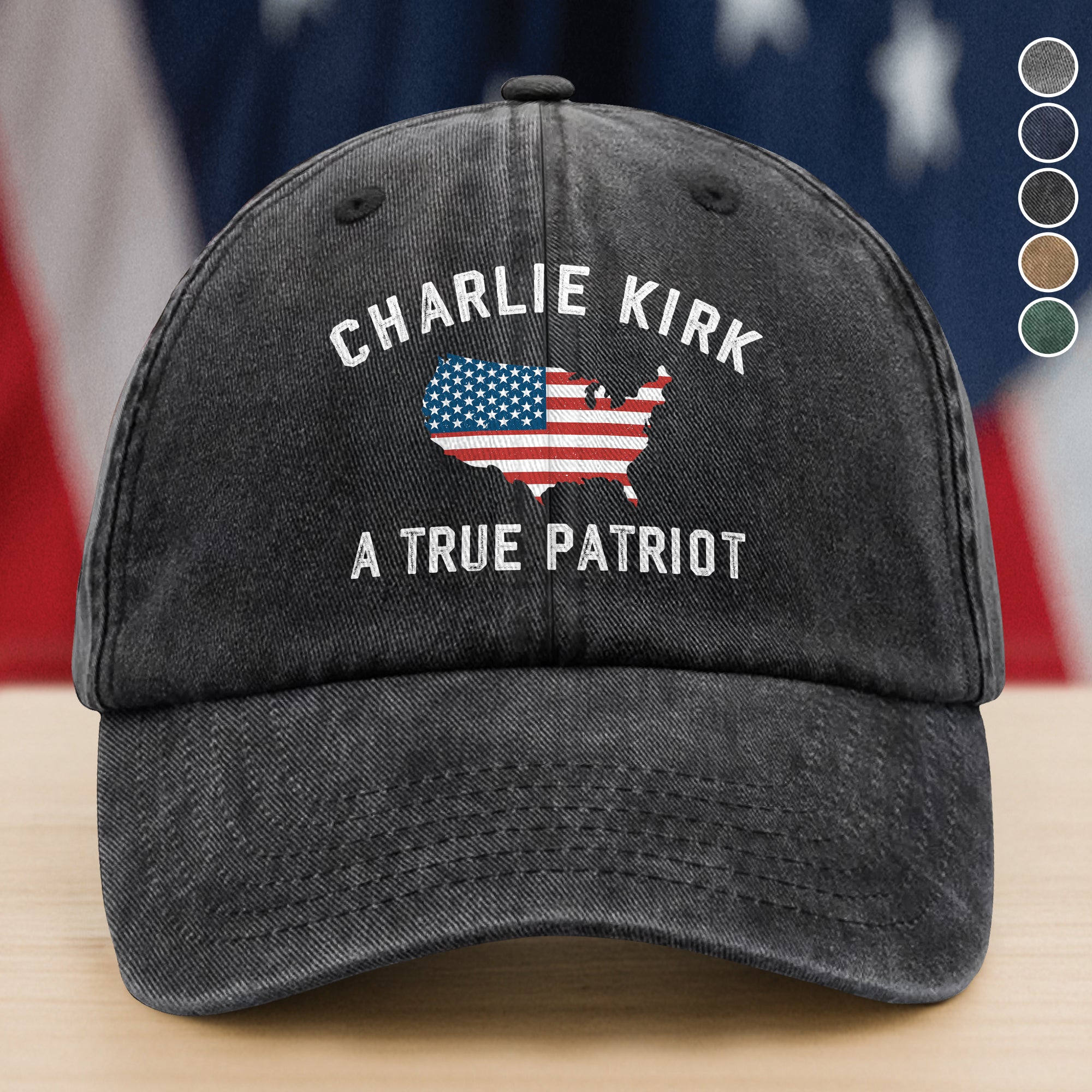 Charlie Kirk A True Patriot Washed Baseball Cap Charlie Kirk Supporter Merch