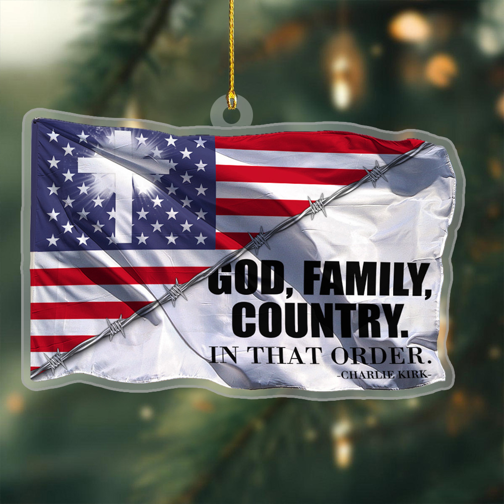 Charlie Kirk Acrylic Christmas Ornament God Family Country Best Charlie Kirk Christmas Ornament