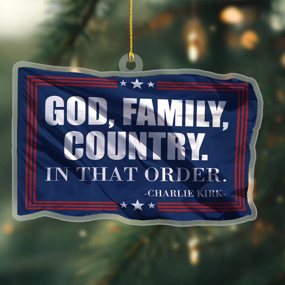 Charlie Kirk Acrylic Christmas Ornament God Family Country Charlie Kirk Christmas Decor