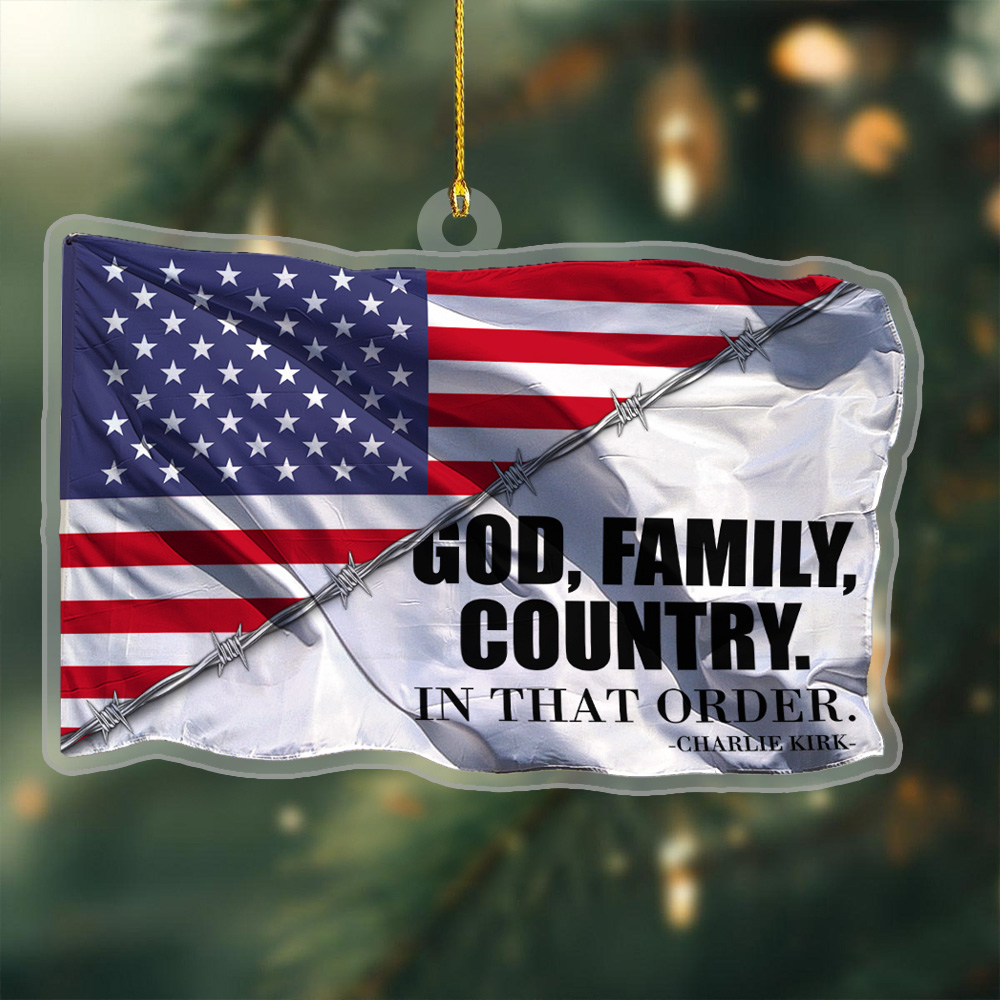 Charlie Kirk Acrylic Christmas Ornament God Family Country Charlie Kirk Christmas Ornament