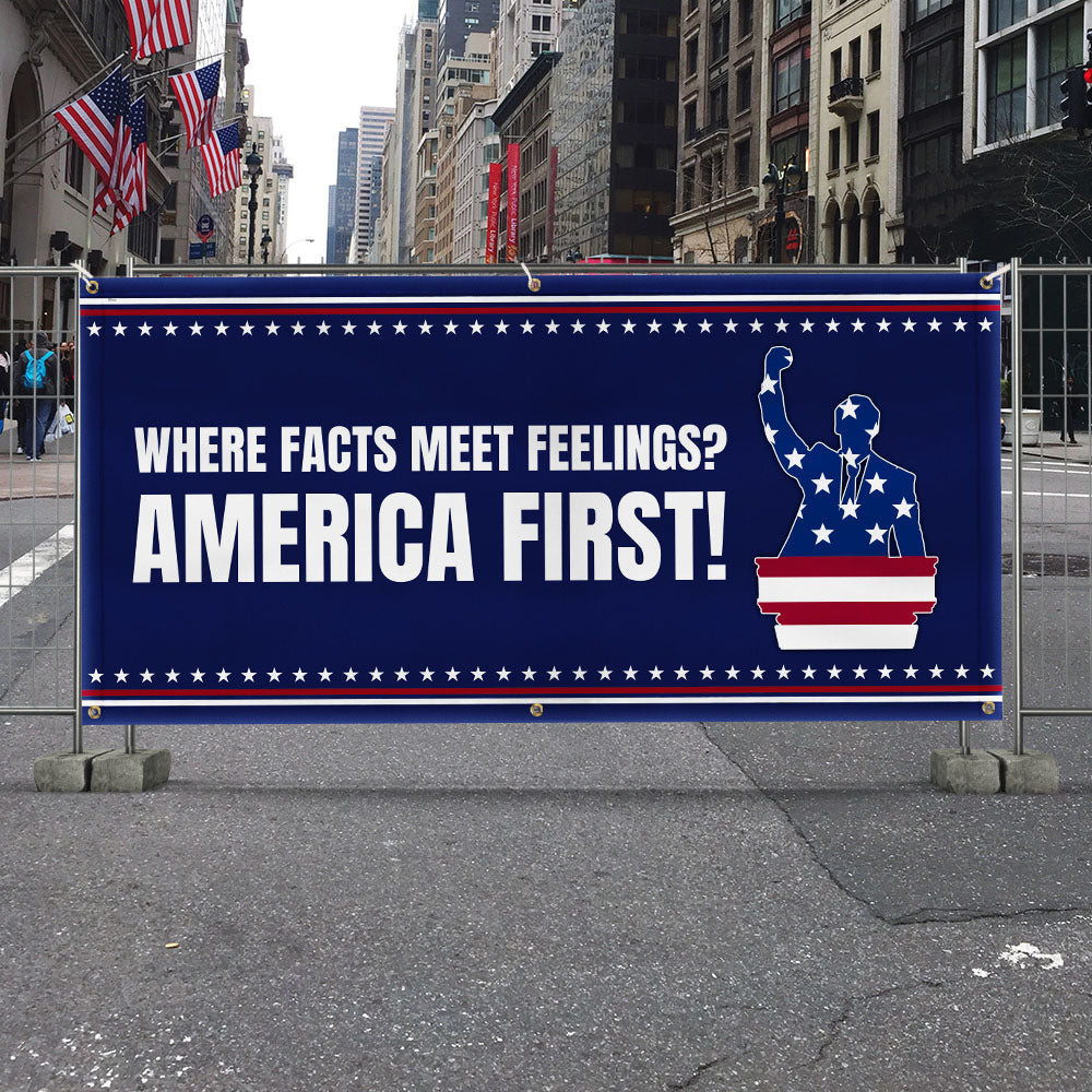 Charlie Kirk America Fence Banner Where Facts Meet Feelings Best Outdoor Decor Gifts