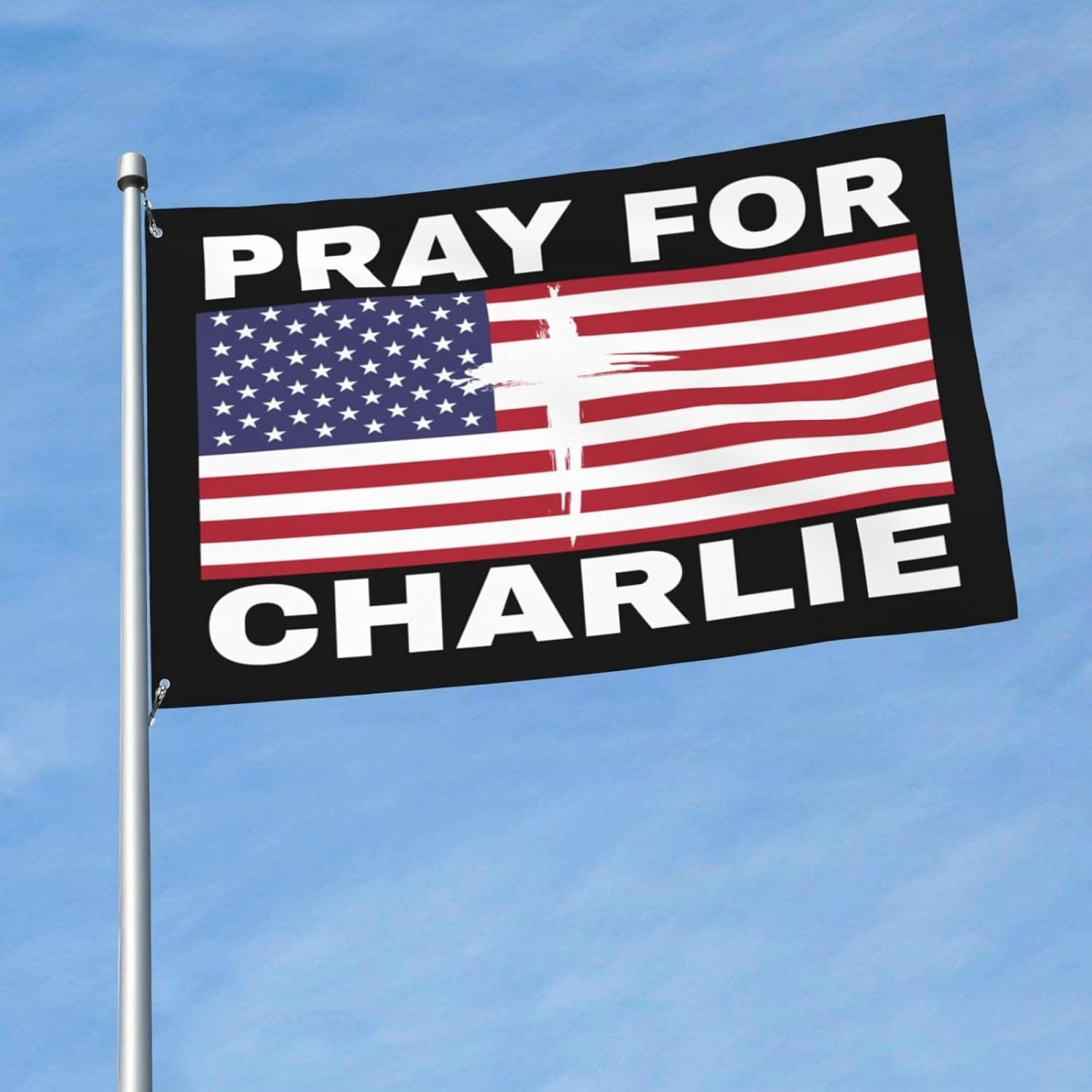 Charlie Kirk America Flag Pray For Charlie Christian Faith Presents For Patriot Fans