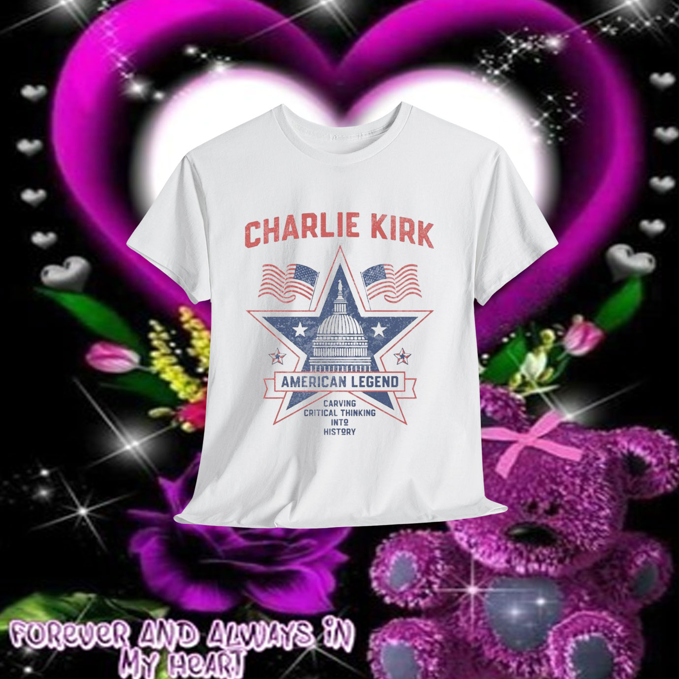 Charlie Kirk America legend Carving Critical Thinking Into History Shirt
