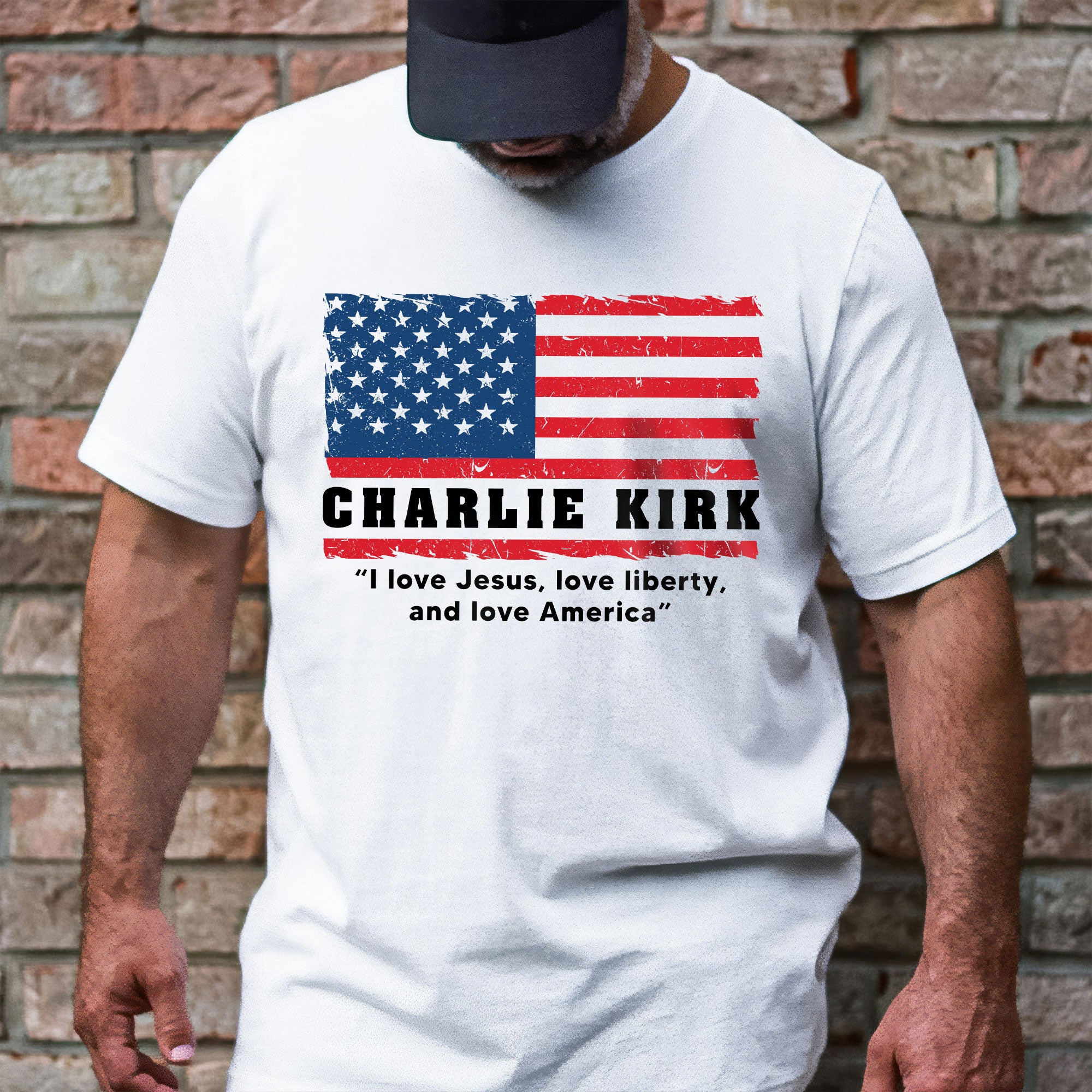Charlie Kirk American Flag T-Shirt I Love Jesus Liberty America Proud Charlie Kirk Clothing