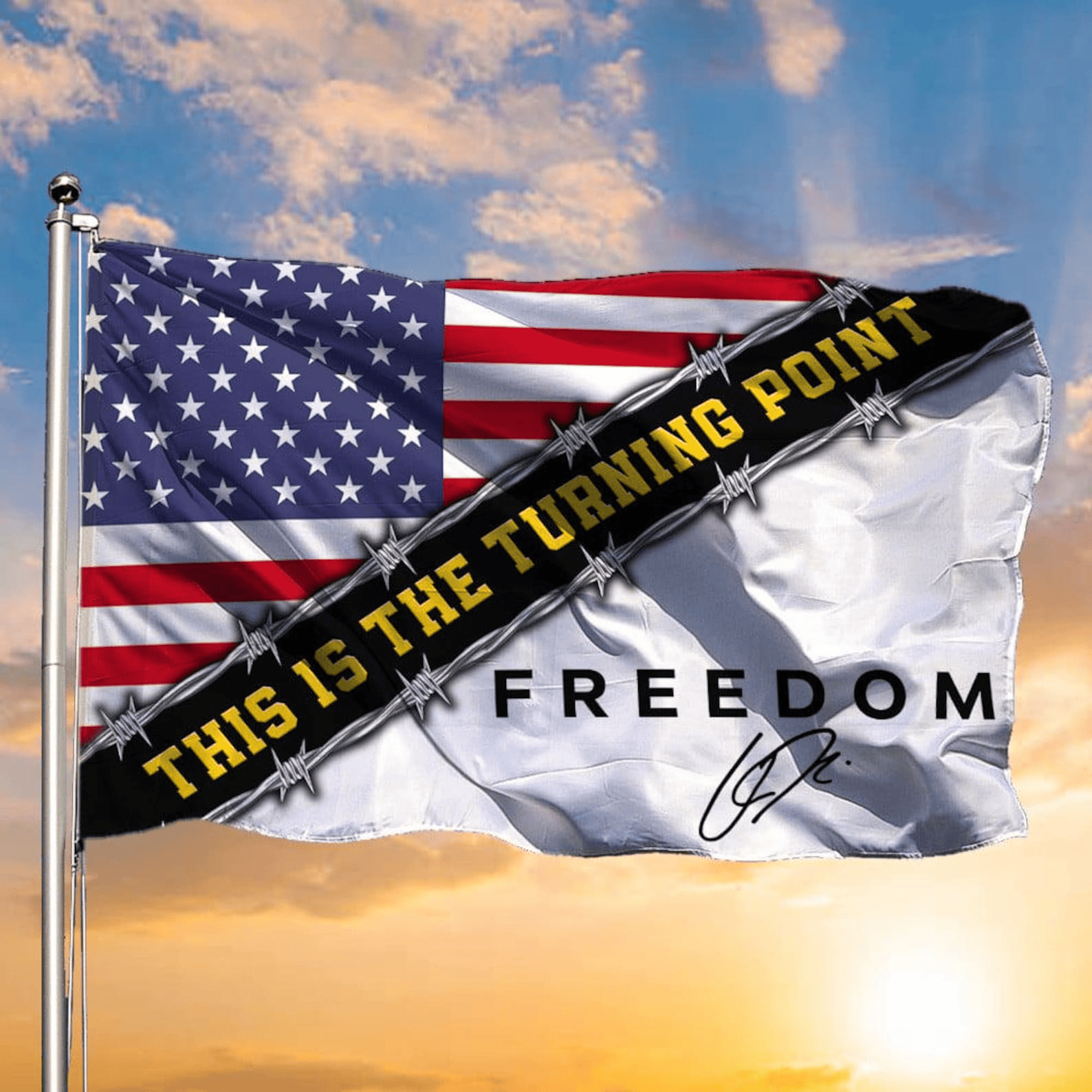 Charlie Kirk American Flag This Is The Turning Point Flag Freedom Flag A True Patriot Charlie Kirk Flag Memorial Gifts