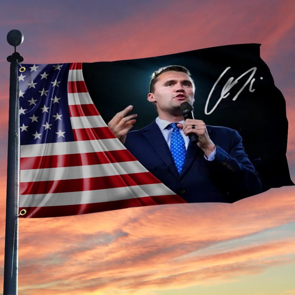 Charlie Kirk American Flag Turning Point Merch Indoor Outdoor Decor For Patriots