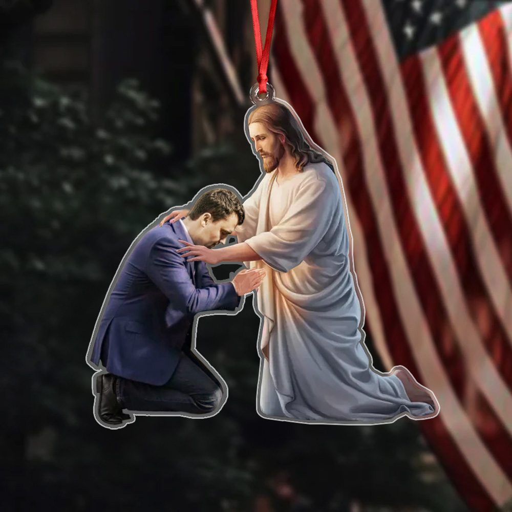 Charlie Kirk And Jesus Acrylic Christmas Ornament  Faith In Jesus Charlie Kirk Christmas Decor