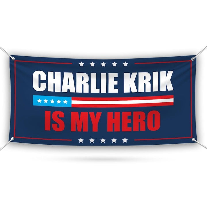 Charlie Kirk Banner Sign, Justice For Charlie Kirk Political Sign, A True Patriot Charlie Kirk Vinyl Banner with Metal Grommets Hero
