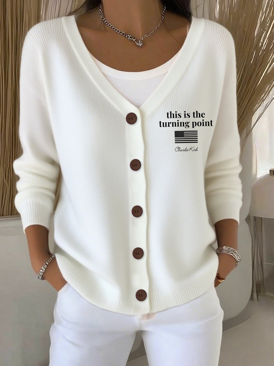 Charlie Kirk Cardigan This Is The Turning Point Outfit Merch Gifts For Supporters