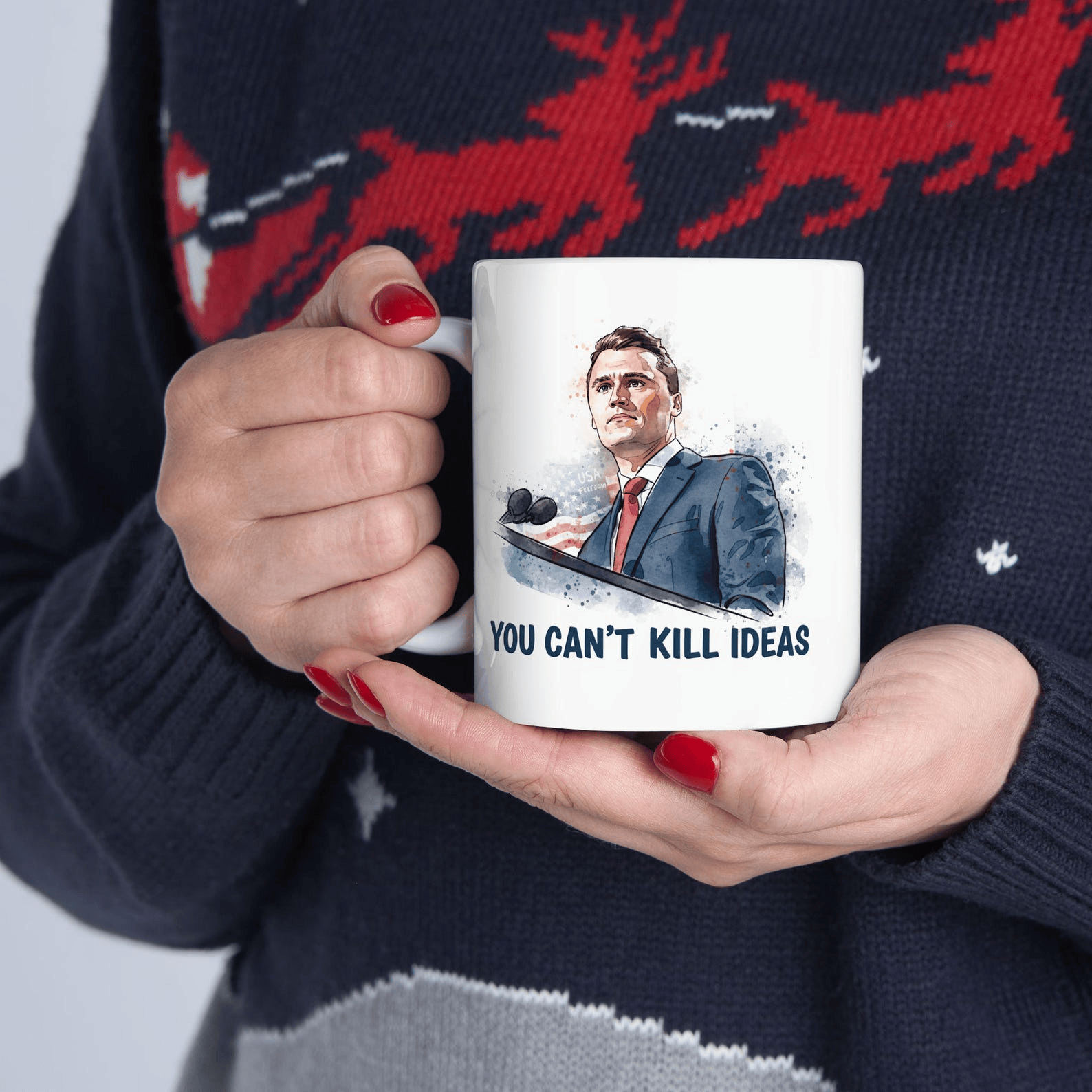 Charlie Kirk Coffee Mug You Can't Kill Ideas Charlie Kirk Quote Mug America First Patriot Gift