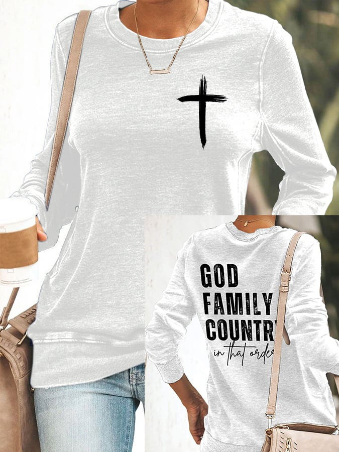 Charlie Kirk Cross Sweatshirt God Family Country In That Order Memorial Charlie Kirk Tribute