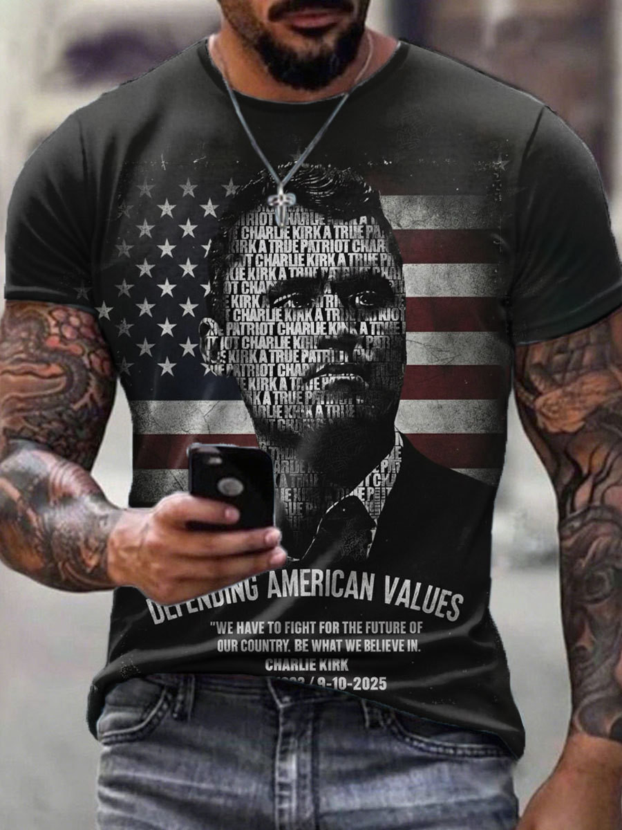 Charlie Kirk Defending American Values T-Shirt Charlie Kirk 2025 Memorial Shirt