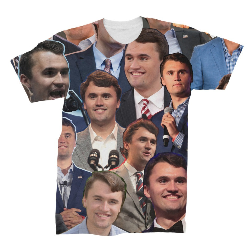 Charlie Kirk Face Collage Meme T-Shirt Turning Point USA Charlie Kirk Apparel