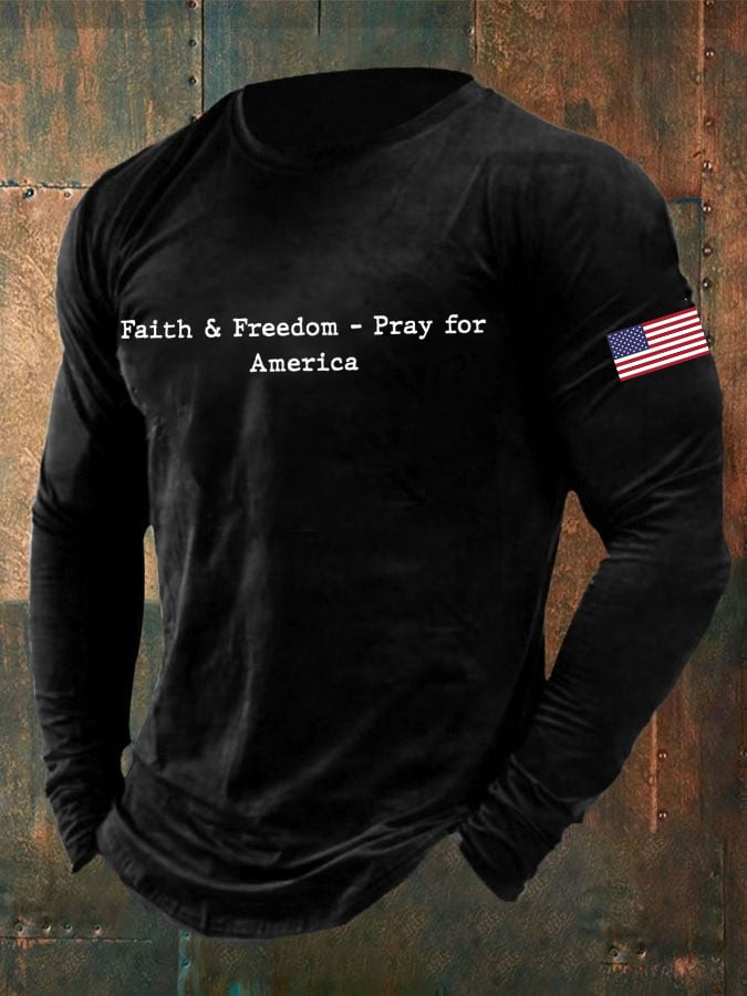 Charlie Kirk Faith & Freedom Long Sleeve Shirt Pray For America RIP CK 47 Memorial Shirt