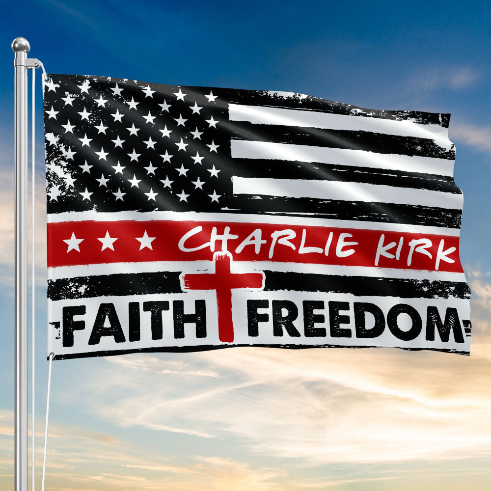 Charlie Kirk Faith And Freedom Flag Memorial Patriotic Christian Gift Ideas