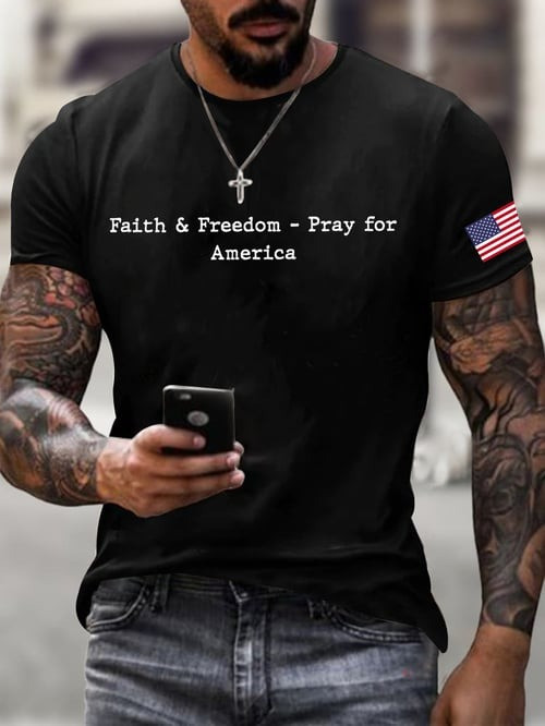Charlie Kirk Faith And Freedom T-Shirt Pray For America Turning Point USA Apparel