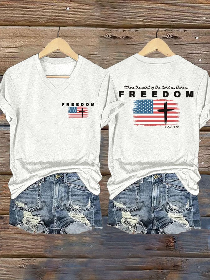 Charlie Kirk Faith And Freedom V-Neck Shirt Charlie Where The Spirit Of The Lord Is Shirt