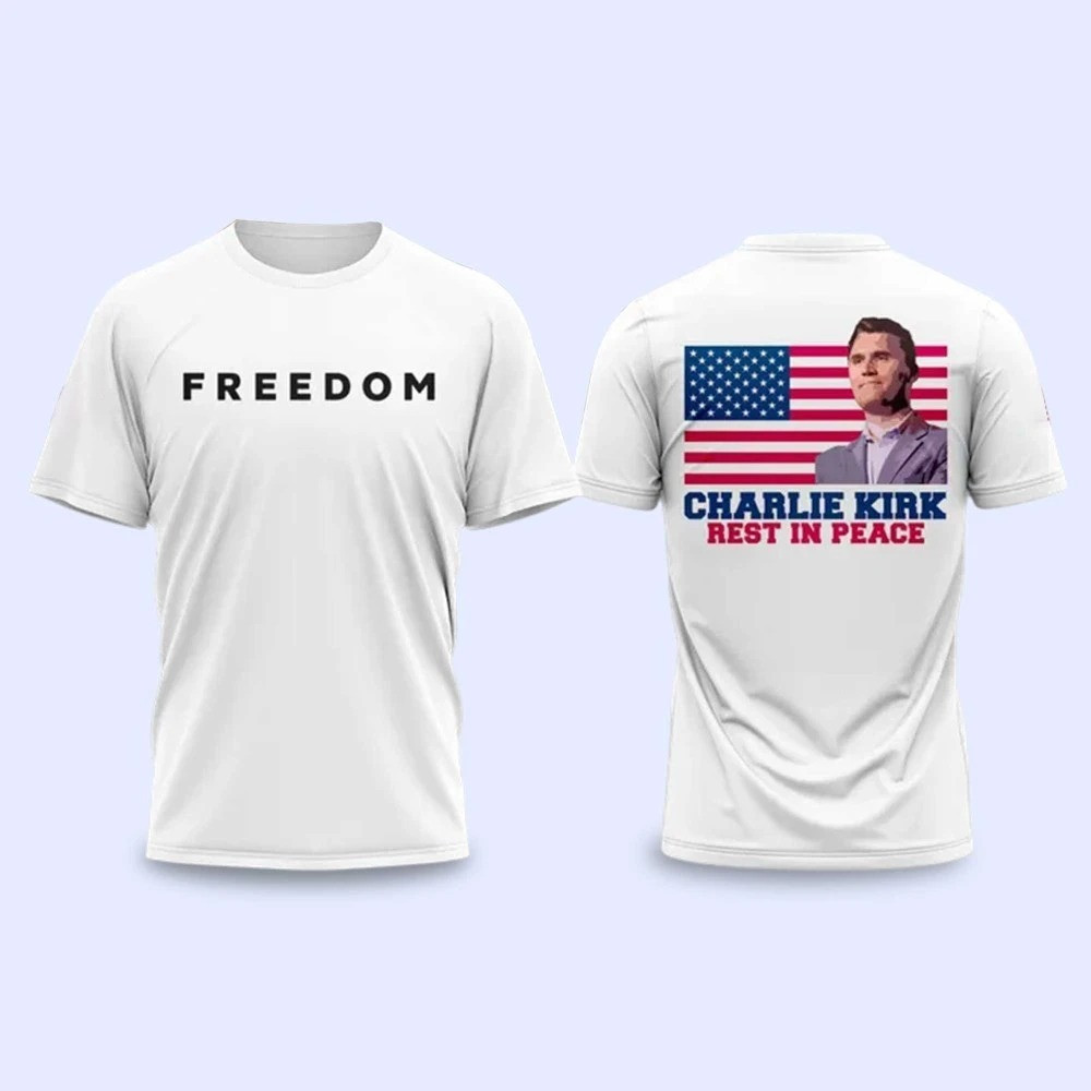Charlie Kirk Flag America T-Shirt Freedom Rest In Peace Memorial Shirt Gifts For Patriots