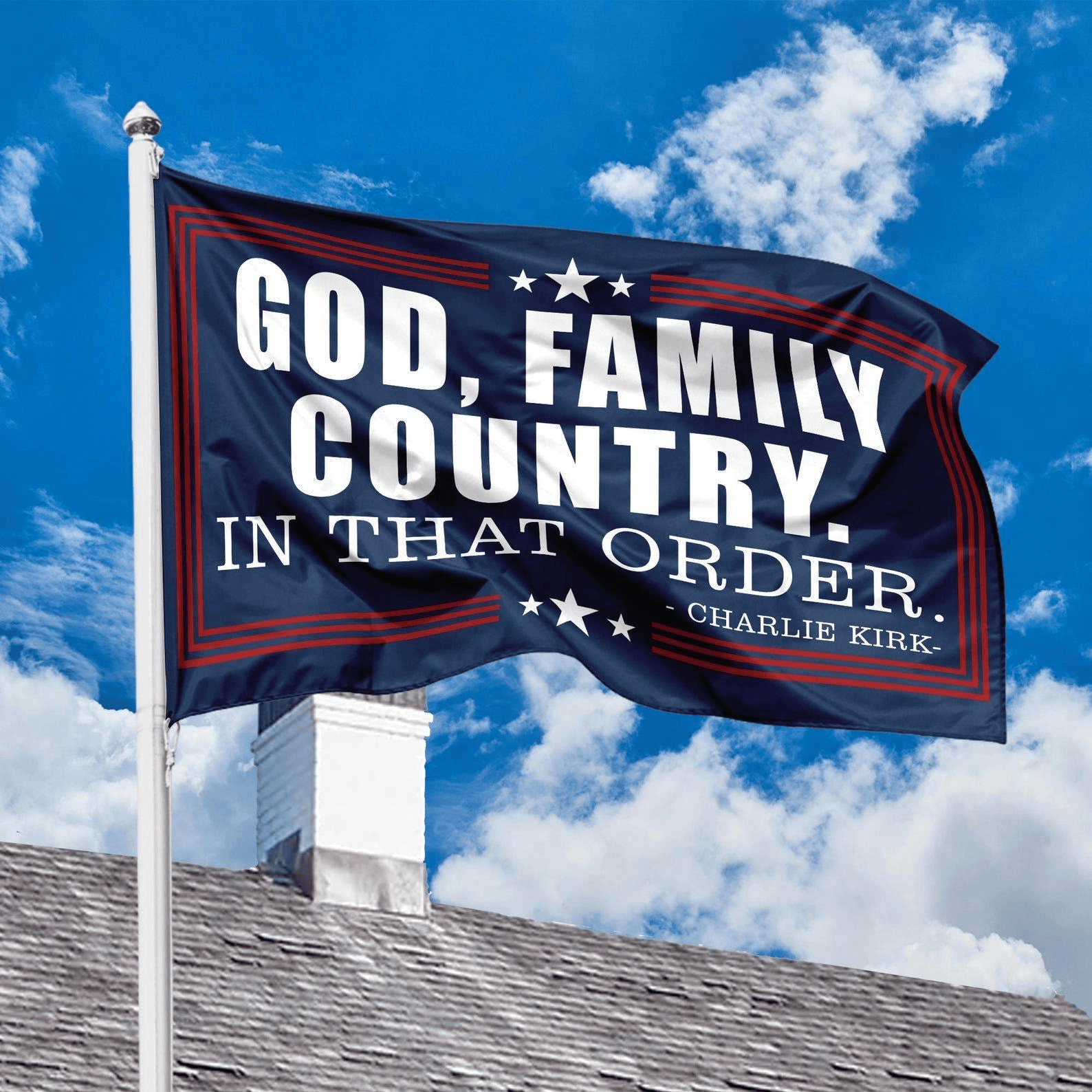 Charlie Kirk Flag God Family Country In That Order Patriot Charlie Kirk Flag Memorial Gifts