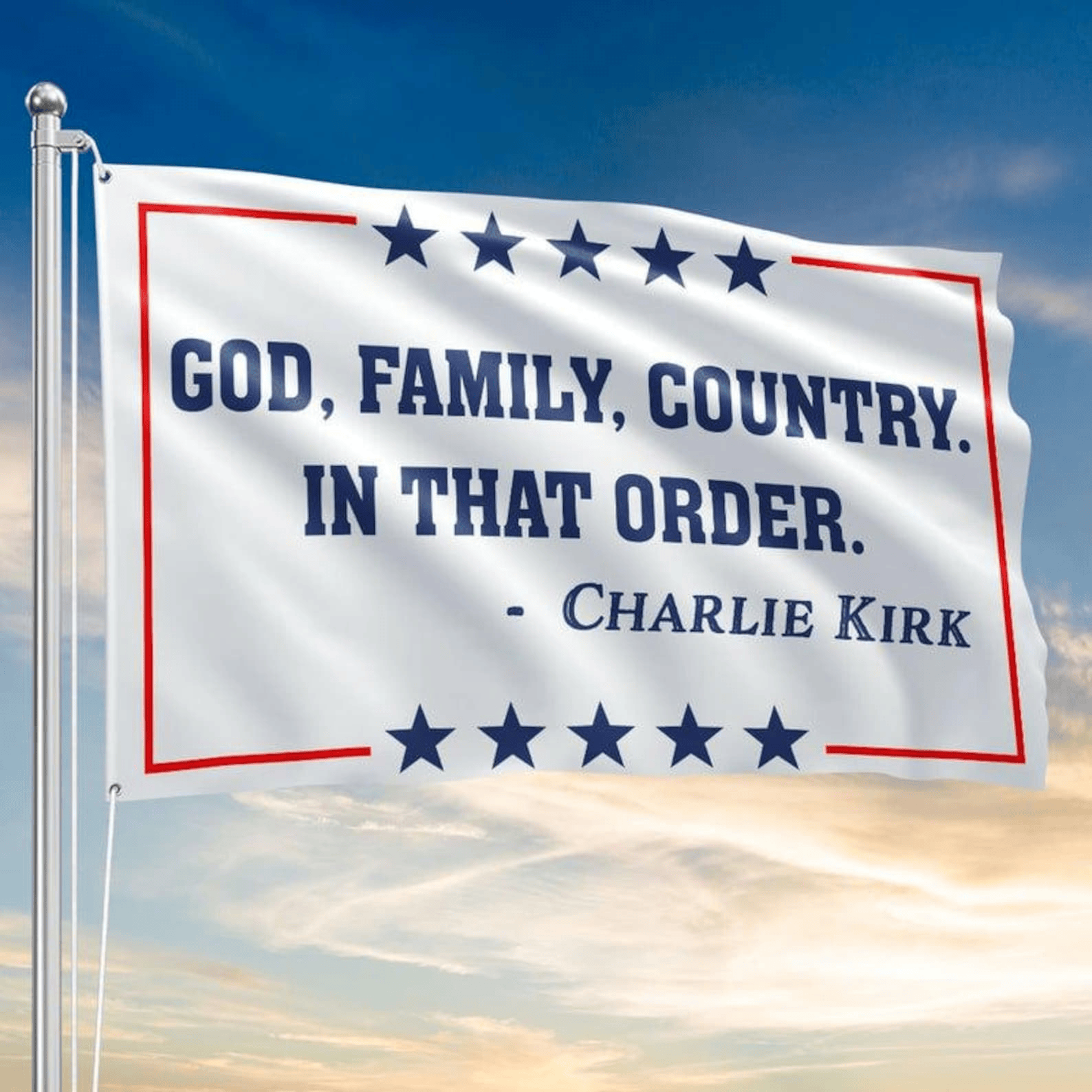 Charlie Kirk Flag God Family Country In That Order Trump Supporters Merch For Conservative