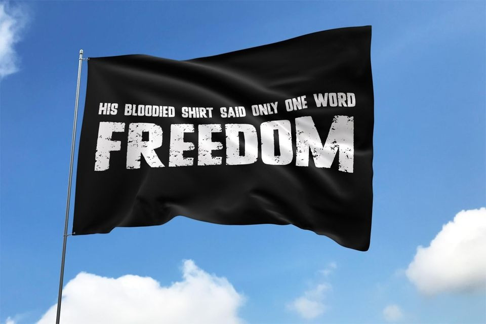 Charlie Kirk Flag His Blooded Shirt Said One Word Freedom Memorial Presents