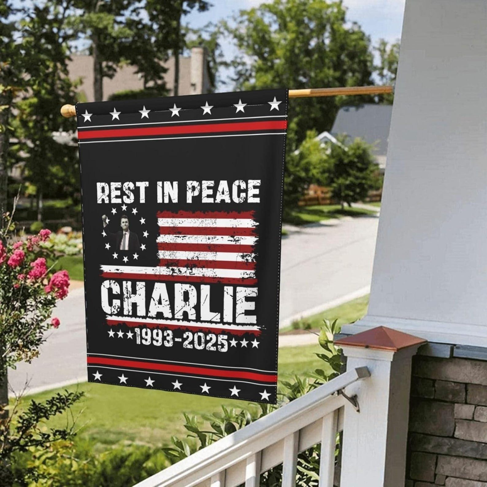 Charlie Kirk Flag Rest In Peace Charlie Kirk Memorial Flag Support Freedom Merchandise