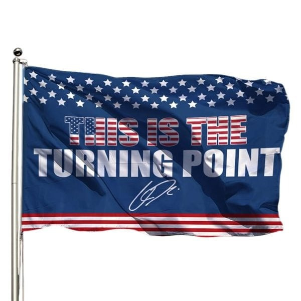 Charlie Kirk Flag This Is The Turning Point Patriotic Outdoor Decor Signed CK Merch