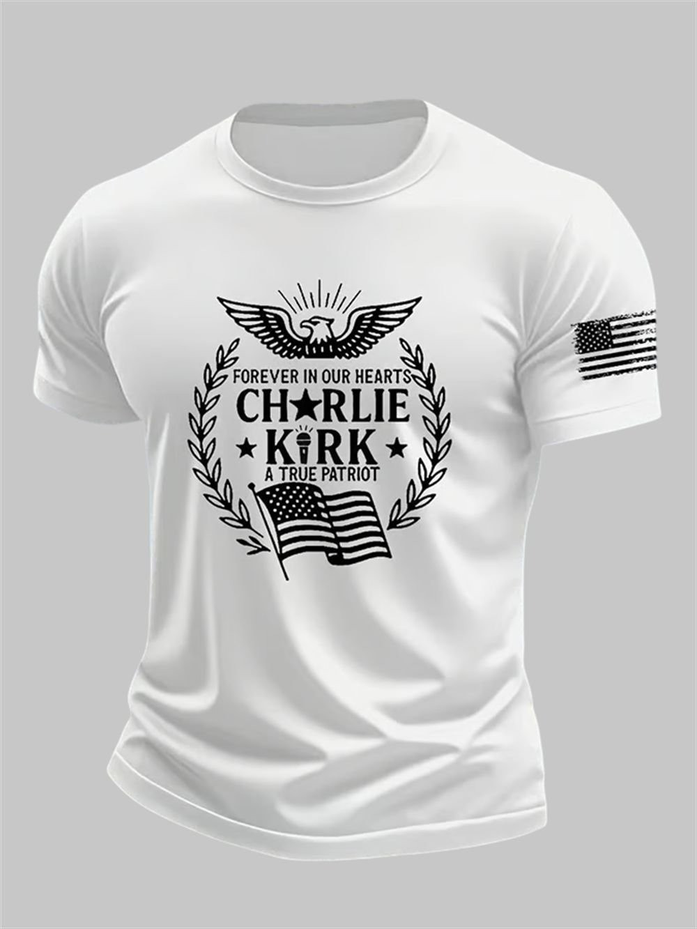 Charlie Kirk Forever In Our Hearts T-shirt True Patriot Charlie Kirk Commemorative CK Merch