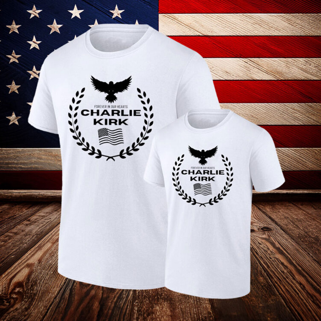 Charlie Kirk forever in our hearts USA flag shirt