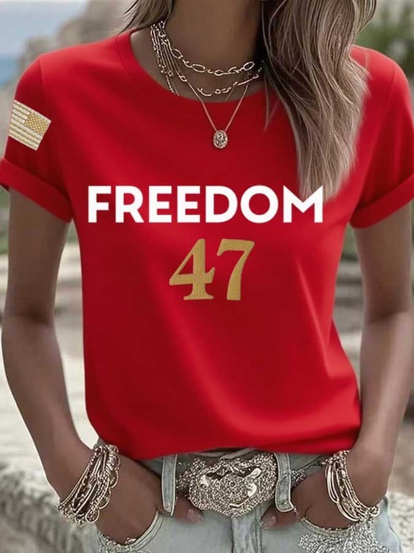 Charlie Kirk Freedom 47 T-Shirt Woman's Trump MAGA RIP Charlie Kirk Best Tribute Apparel